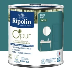 Peinture Murs, Boiseries, Radiateurs RIPOLIN OPur Satin Bleu pop
