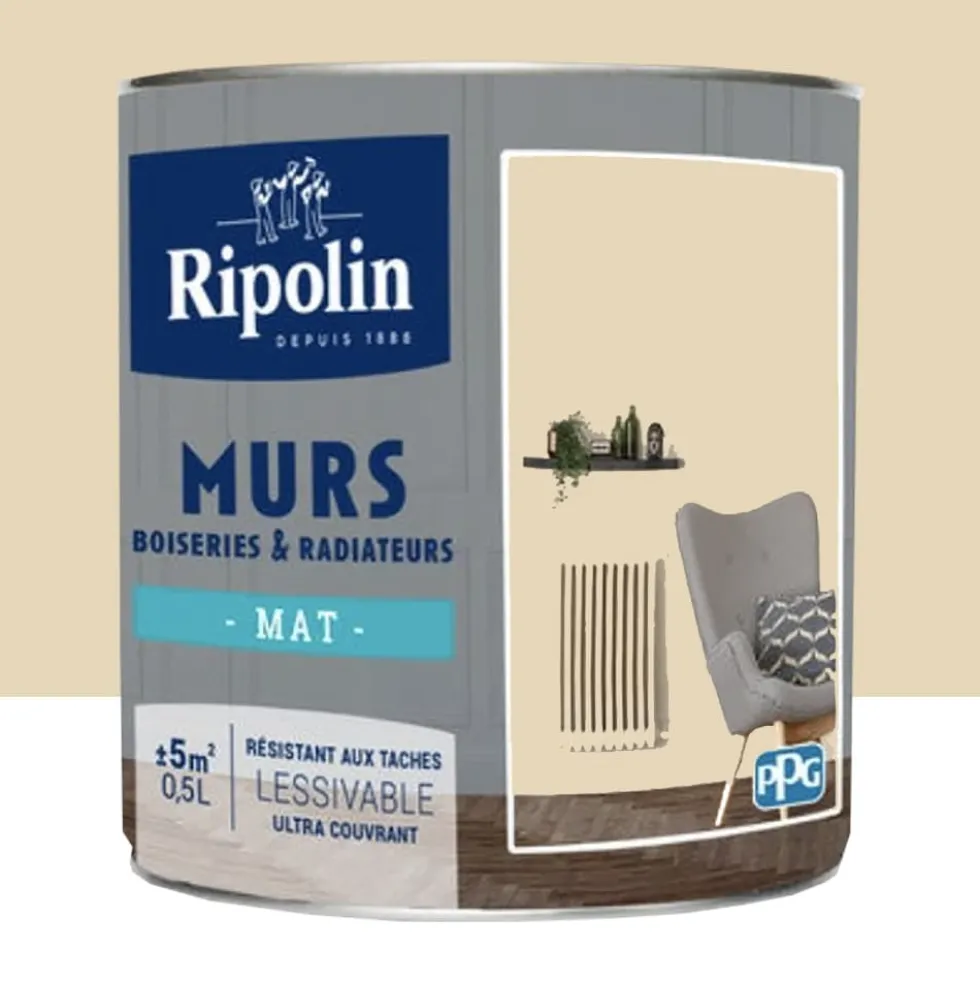 Peinture Murs, Boiseries, Radiateurs RIPOLIN Mat Beige Shari