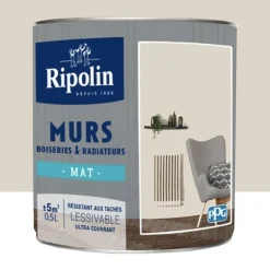 Peinture Murs, Boiseries, Radiateurs RIPOLIN Mat Beige glaise