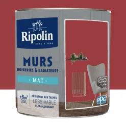 Peinture Murs, Boiseries, Radiateurs RIPOLIN Mat Rouge Profond