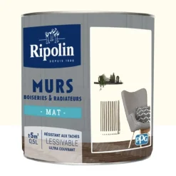 Peinture Murs, Boiseries, Radiateurs RIPOLIN Mat Blanc Cassé