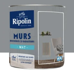 Peinture Murs, Boiseries, Radiateurs RIPOLIN Mat Gris Zinc