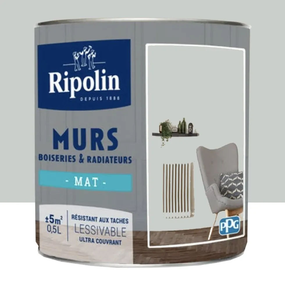 Peinture Murs, Boiseries, Radiateurs RIPOLIN Mat Gris lomé
