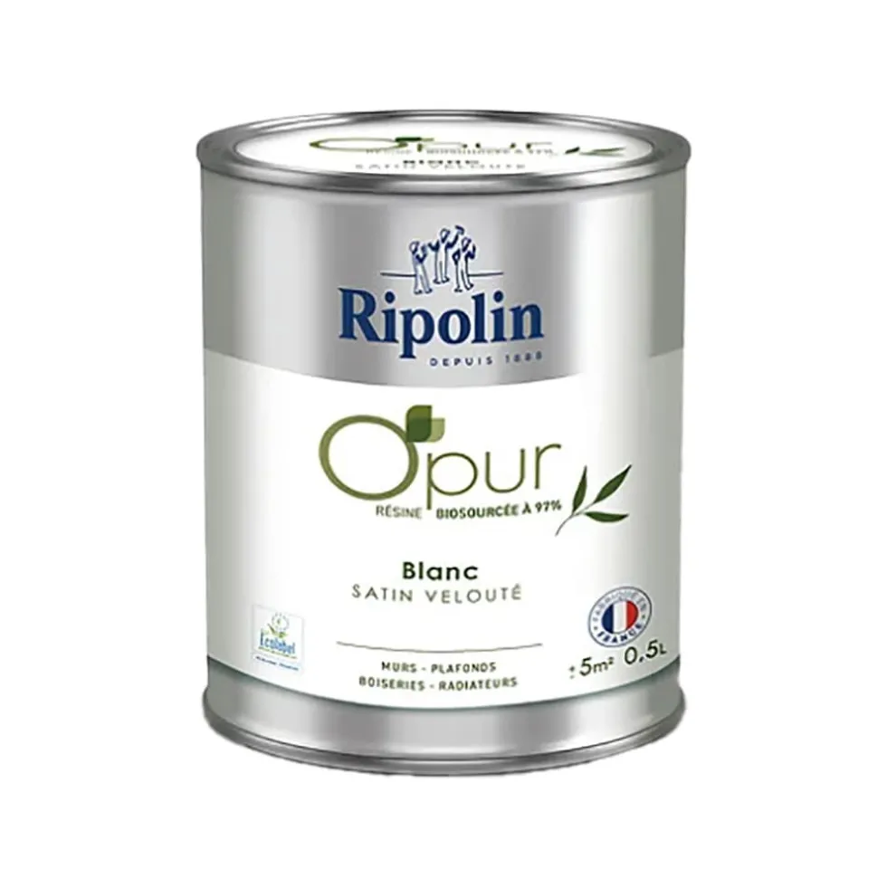 Peinture Murs, Boiseries, Radiateurs RIPOLIN OPur Satin velouté Blanc NP