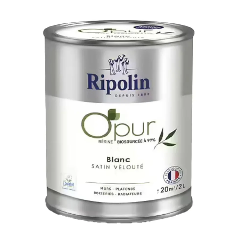 Peinture Murs, Boiseries, Radiateurs RIPOLIN OPur Satin velouté Blanc NP
