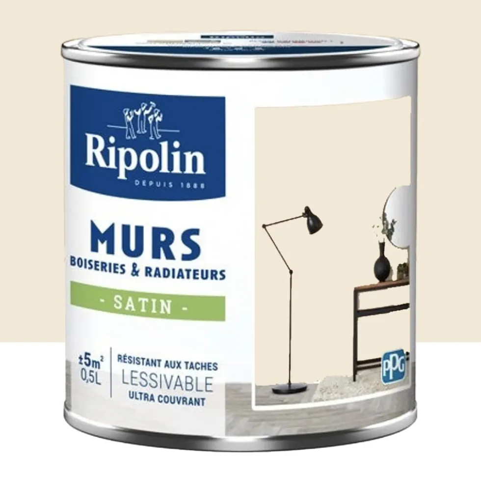 Peinture Murs, Boiseries, Radiateurs RIPOLIN Satin Beige agate