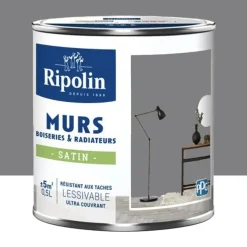 Peinture Murs, Boiseries, Radiateurs RIPOLIN Satin Gris Ardoise