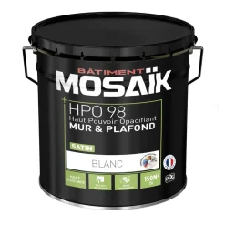 Peinture Murs & Plafonds MOSAÏK HPO 98 Blanc satin 15L