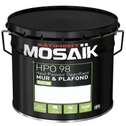Peinture Murs & Plafonds MOSAÏK HPO 98 Blanc satin 10L
