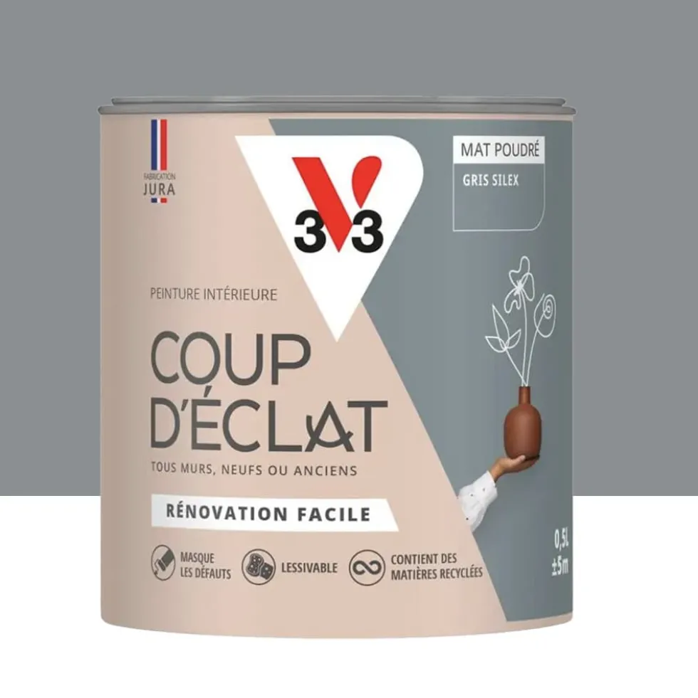 Peinture murs & plafonds V33 Coup d'éclat Gris silex