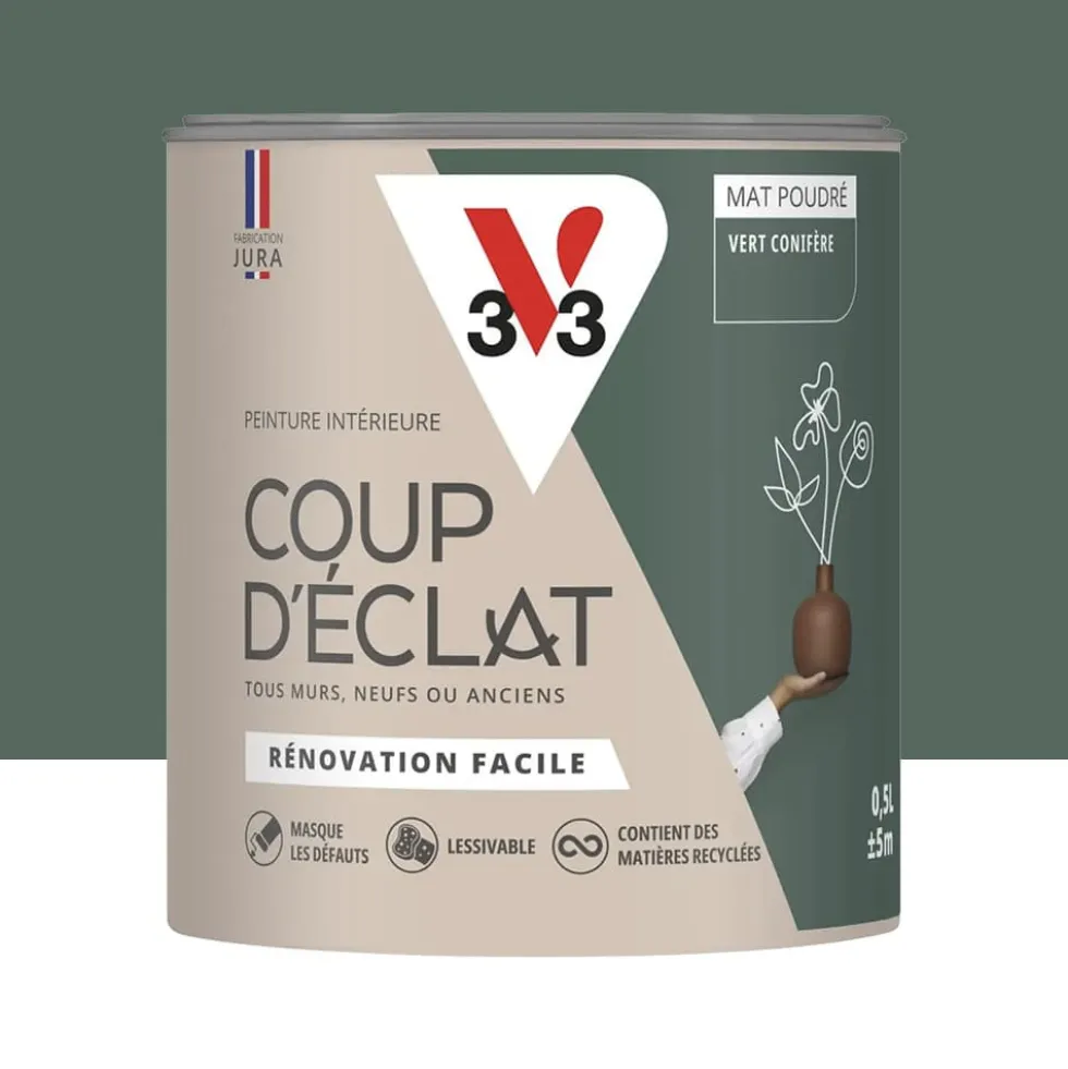 Peinture murs & plafonds V33 Coup d'éclat Vert conifère