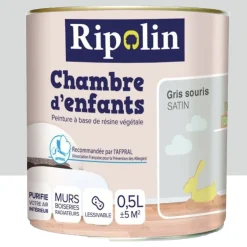 Peinture satinée RIPOLIN Chambre d'enfants Gris souris