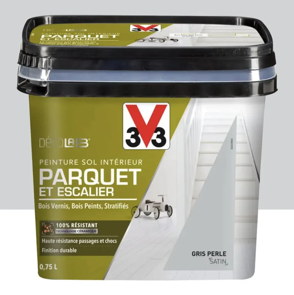 Peinture Sol Parquet Escalier V33 Déco LAB Gris perle
