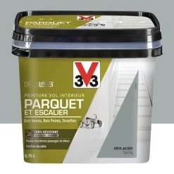 Peinture Sol Parquet Escalier V33 Déco LAB Gris Acier