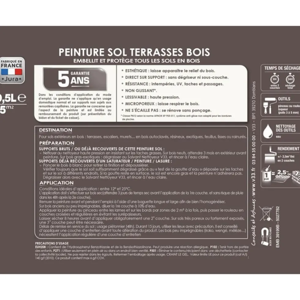 Peinture Sol V33 Terrasses Bois Sols Extérieurs Moka