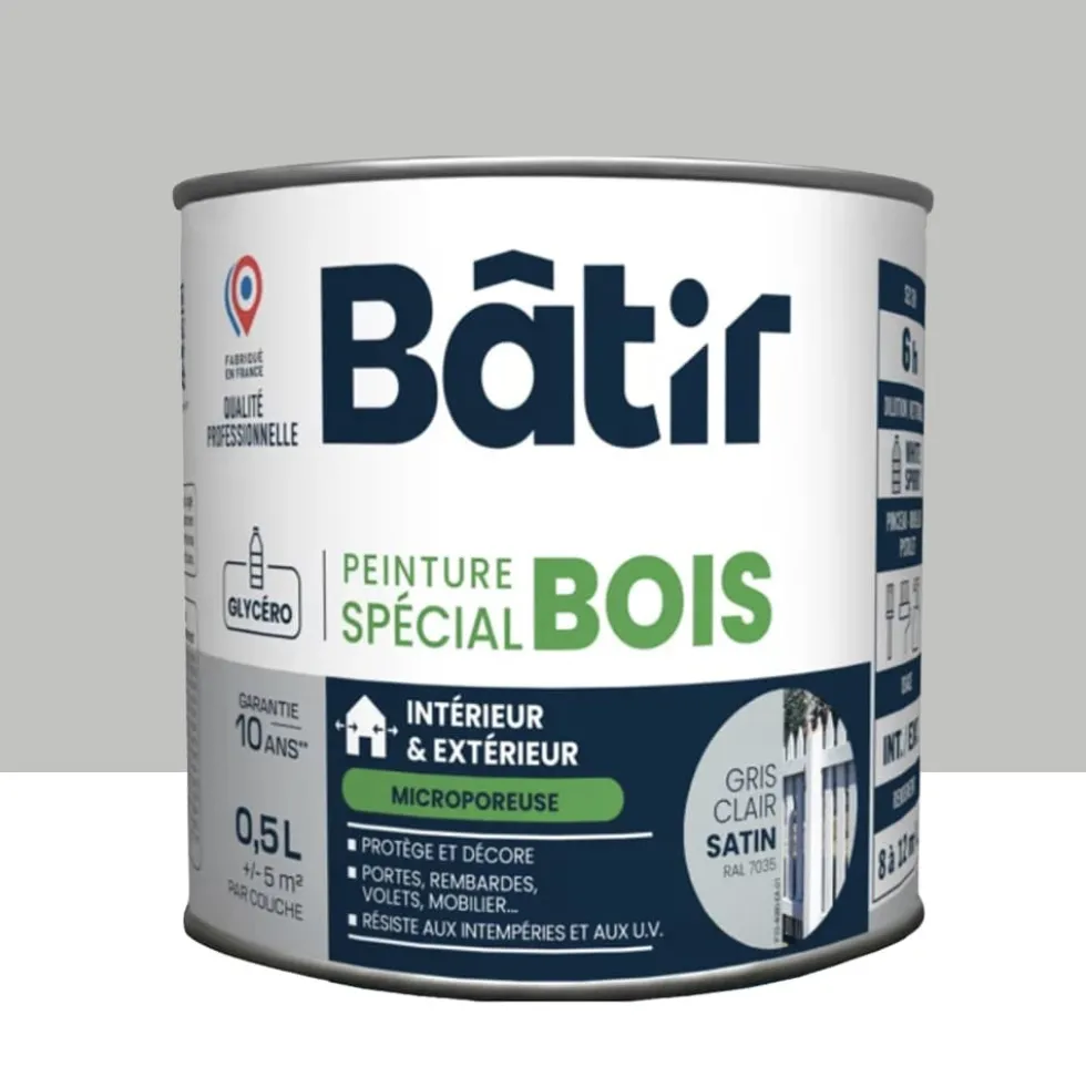 Peinture Spécial Bois BÂTIR Gris clair