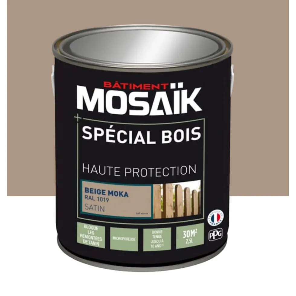 Peinture Spécial Bois MOSAÏK Haute Protection Beige moka