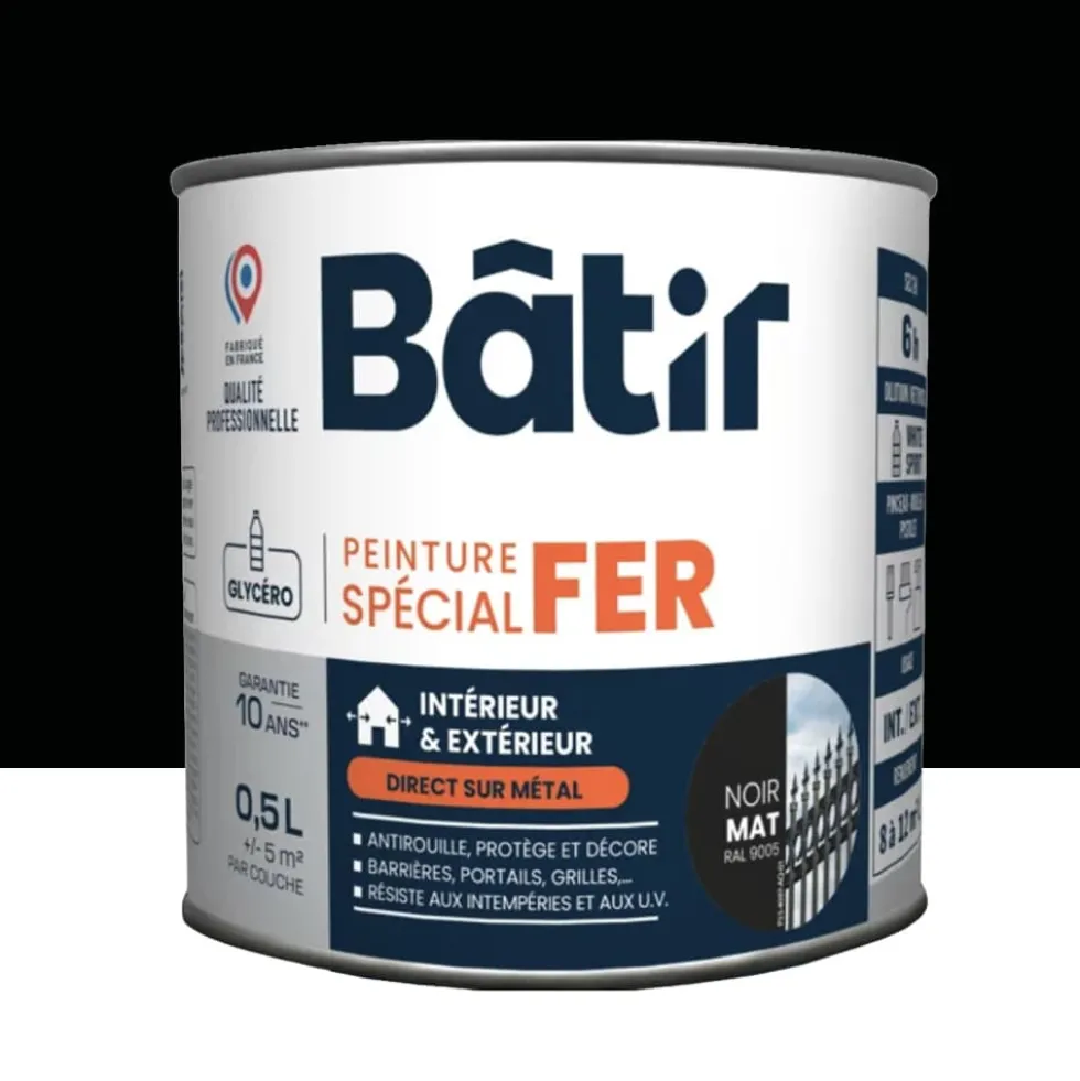 Peinture Spécial Fer BÂTIR Noir mat