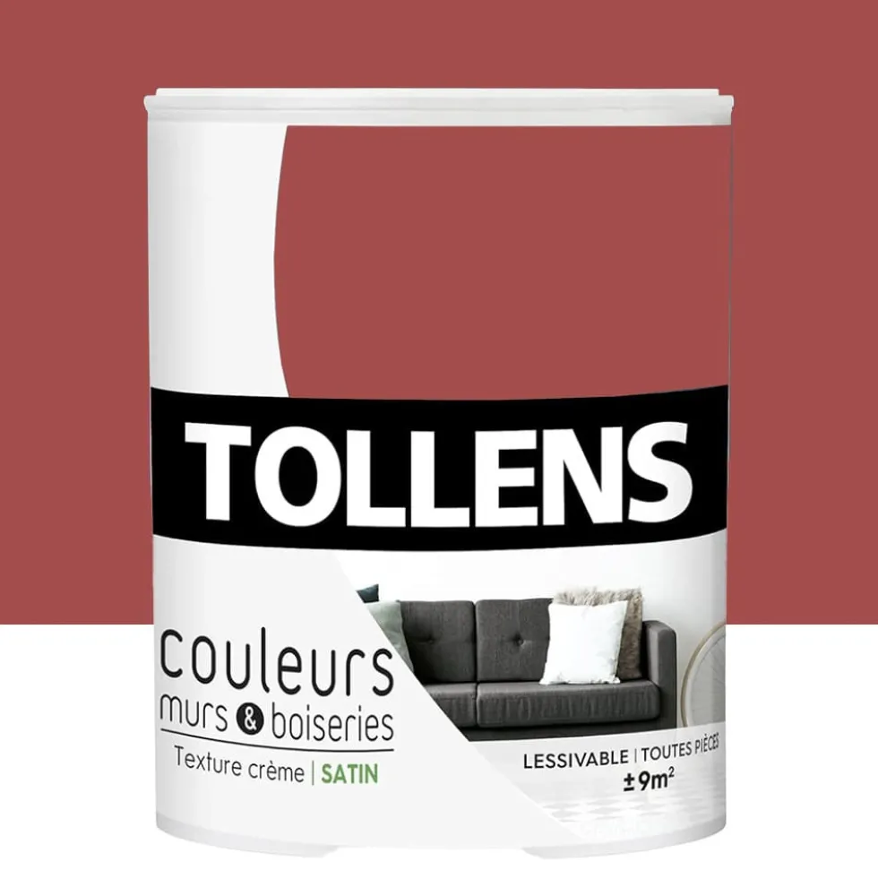 Peinture TOLLENS Couleurs Murs & Boiseries Satin Rouge salsa