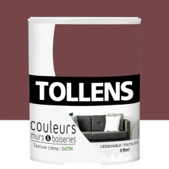 Peinture TOLLENS Couleurs Murs & Boiseries Satin Lie de vin tendance