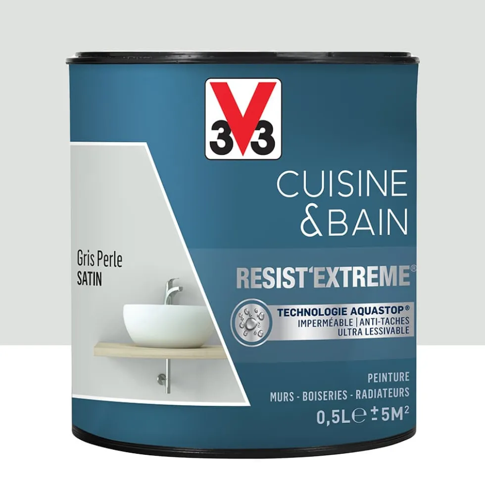 Peinture V33 Cuisine & Bain Resist'Extreme Satin Gris Perle