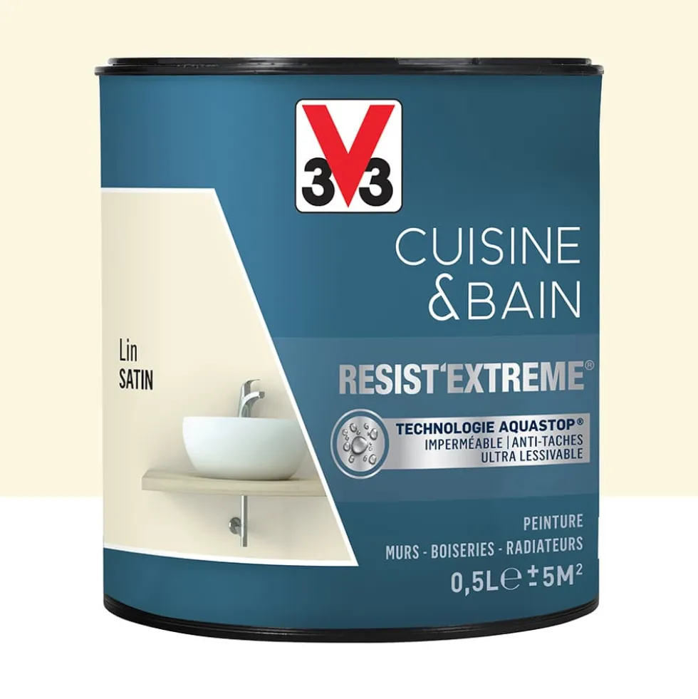 Peinture V33 Cuisine & Bain Resist'Extreme Satin Lin