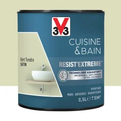 Peinture V33 Cuisine & Bain Resist'Extreme Satin Vert Tendre