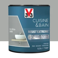 Peinture V33 Cuisine & Bain Resist'Extreme Satin Gris Béton