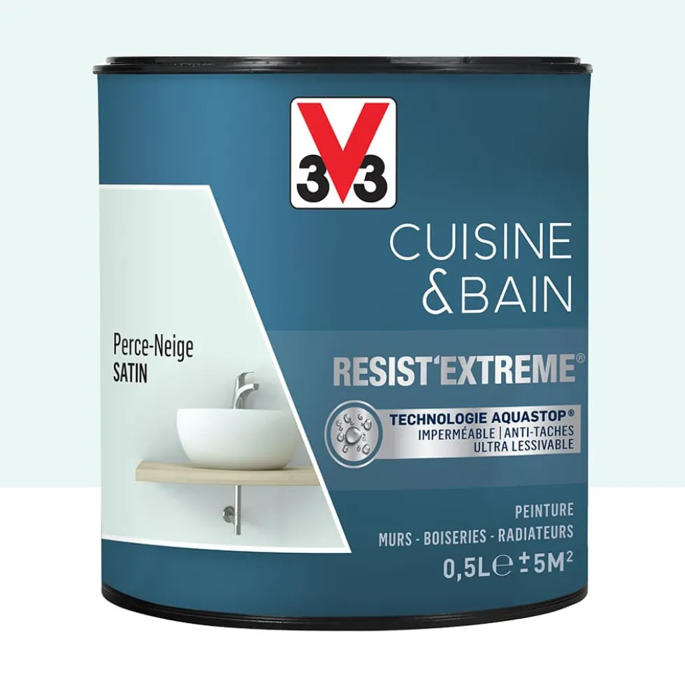 Peinture V33 Cuisine & Bain Resist'Extreme Satin Perce Neige