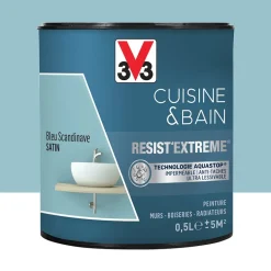 Peinture V33 Cuisine & Bain Resist'Extreme Satin Bleu scandinave