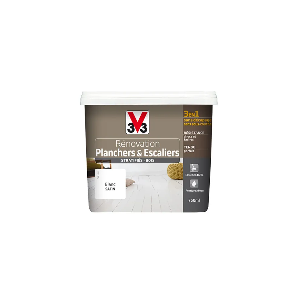Peinture V33 Rénovation Planchers & Escaliers (Stratifiés-Bois) Blanc