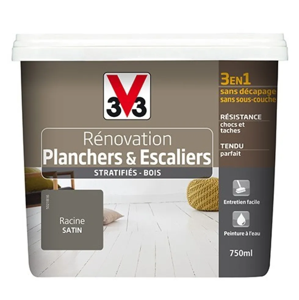 Peinture V33 Rénovation Planchers & Escaliers (Stratifiés-Bois) Racine