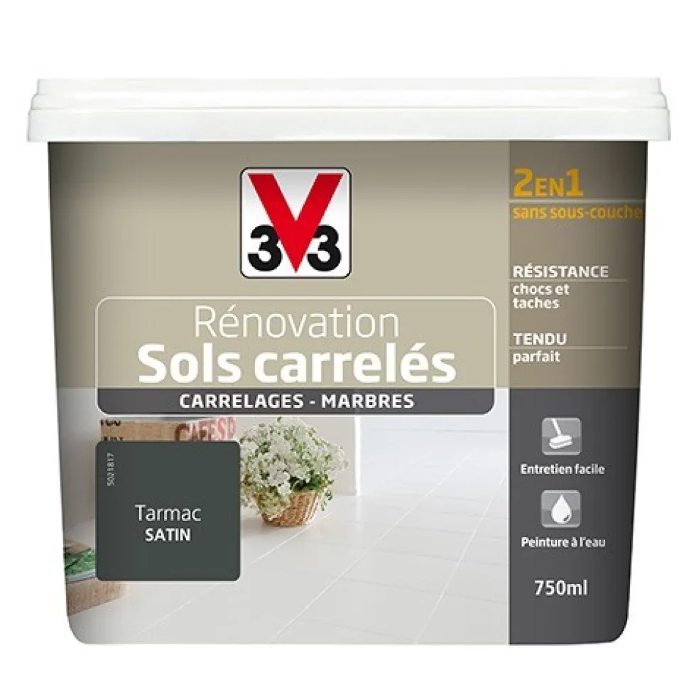 Peinture V33 Rénovation Sols Carrelés (Carrelages - Marbres) 2 en 1 Satin Tarmac