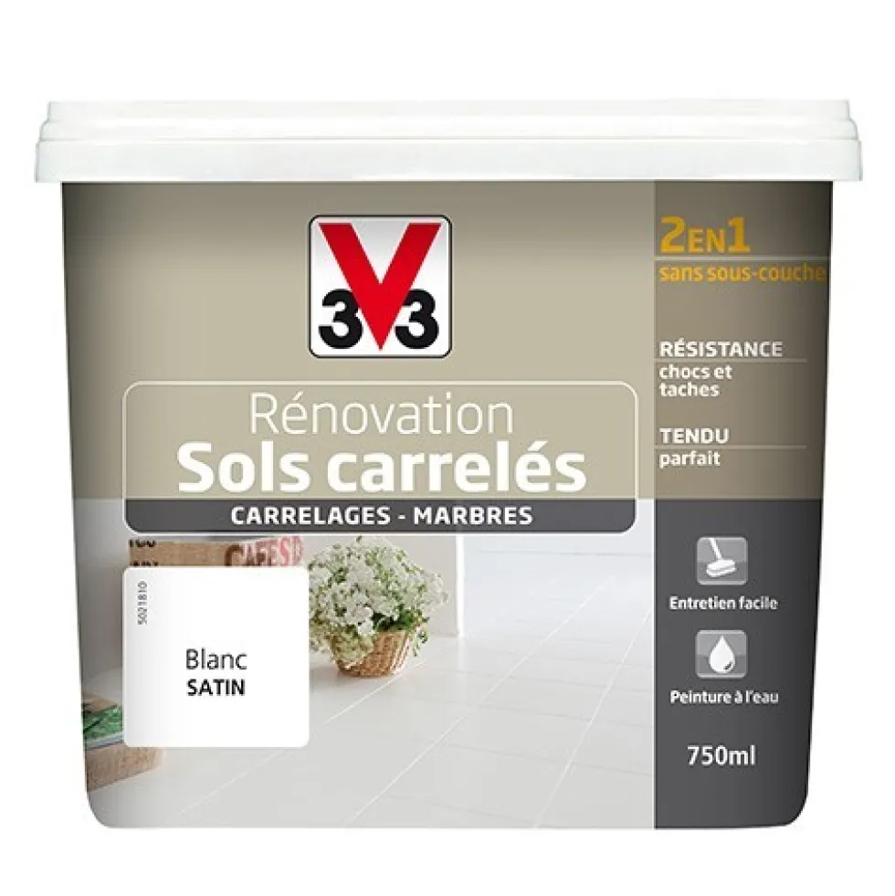 Peinture V33 Rénovation Sols Carrelés (Carrelages - Marbres) 2 en 1 SatinBlanc