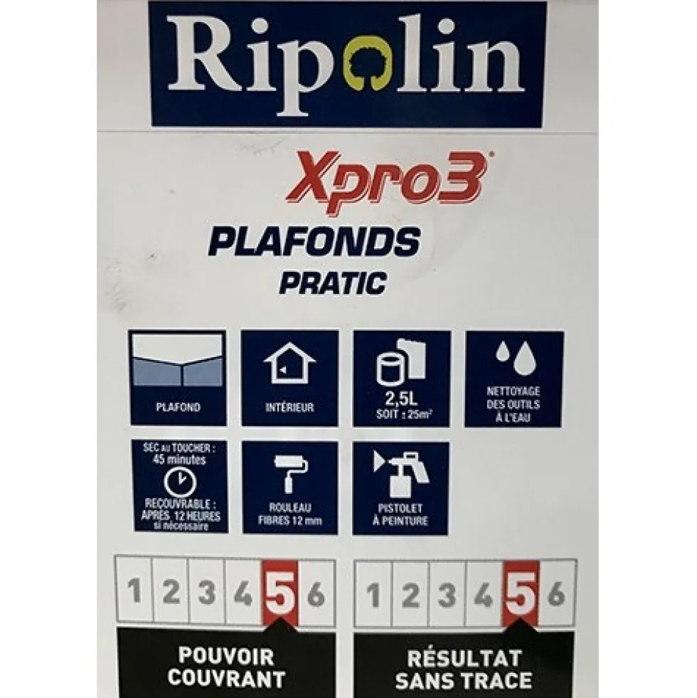 Peinture XPro3 Plafonds Pratic RIPOLIN blanc mat