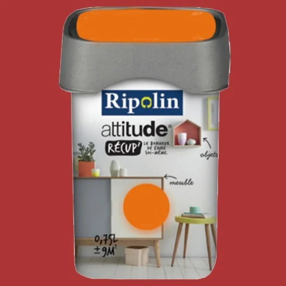 RIPOLIN Peinture Attitude Récup' Rouge coquelicot satin 0,75L