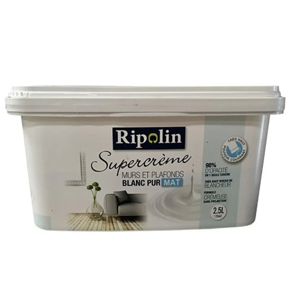 RIPOLIN Peinture Supercrème Murs & Plafonds Blanc Mat