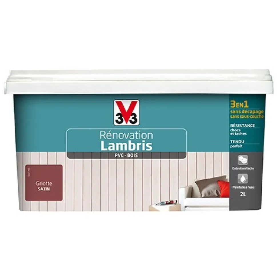 Rénovation Lambris (PVC-Bois) V33 Satin Griotte