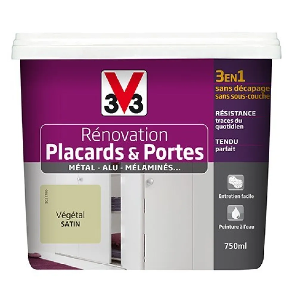 Rénovation Placards & Portes (Métal-Alu-Mélaminés) V33 Satin Végétal