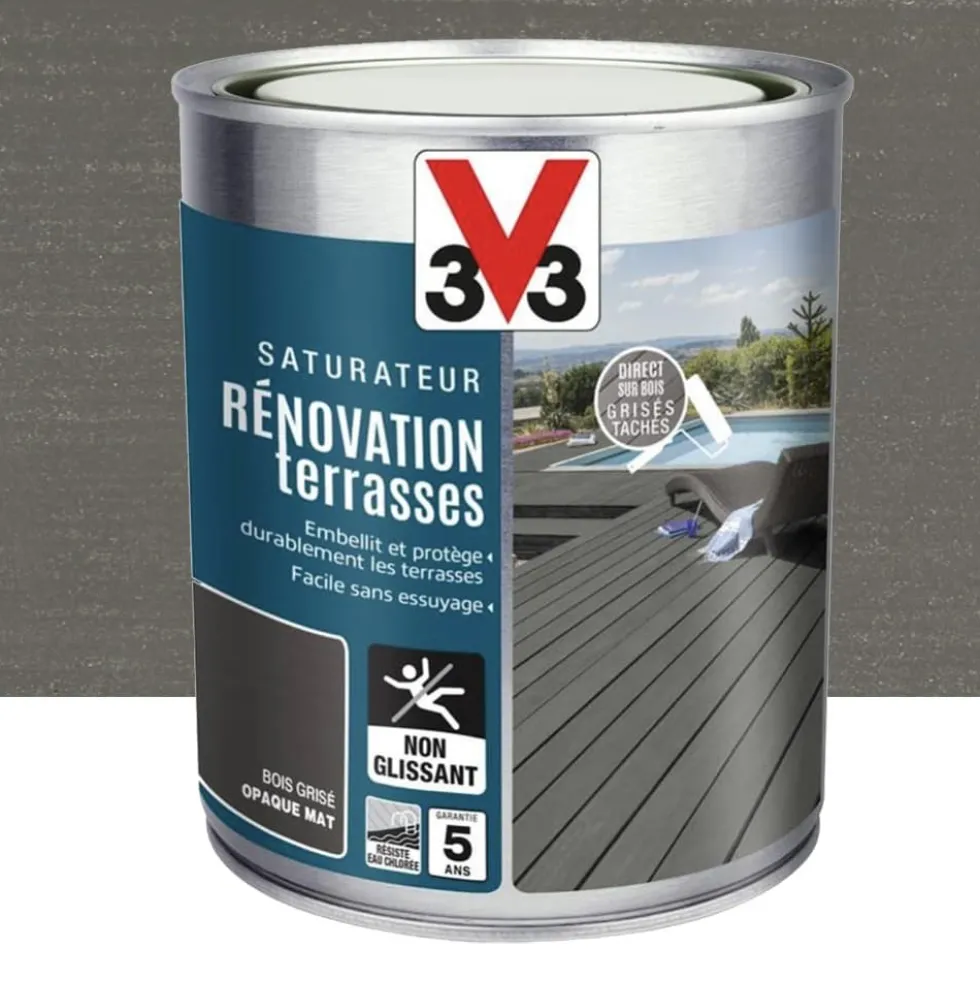 Saturateur V33 Rénovation terrasses Bois grisé