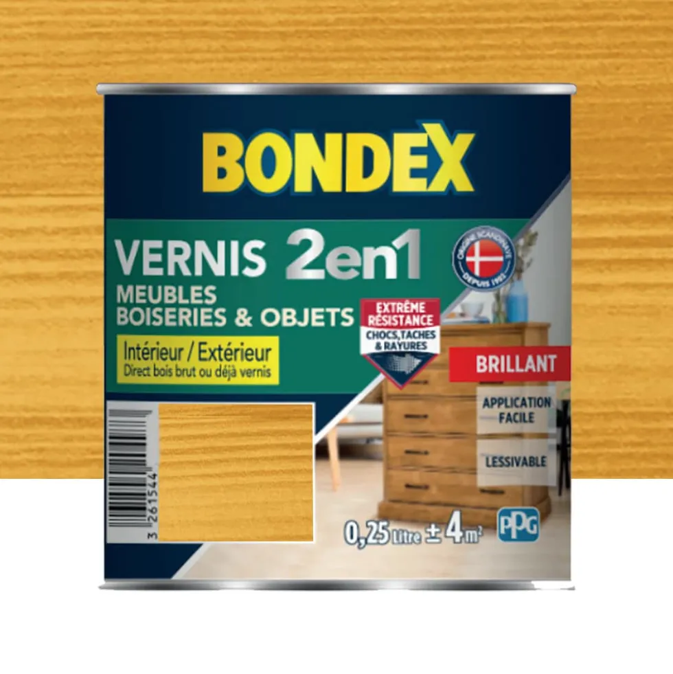 Vernis intérieur BONDEX 2 en 1 Chêne clair brillant