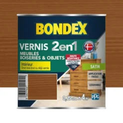 Vernis intérieur BONDEX 2 en 1 Chêne moyen satin