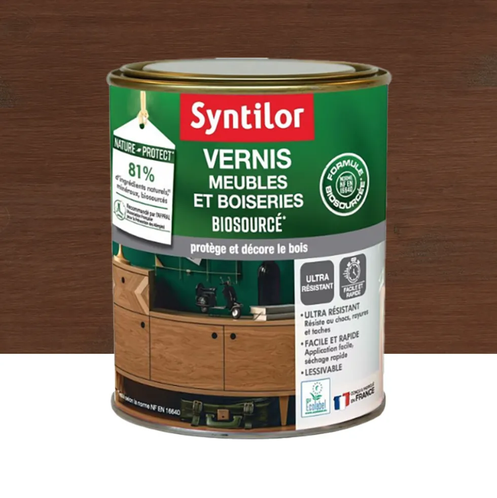 Vernis Meubles Et Boiseries Biosourcée SYNTILOR Chêne Foncé Mat