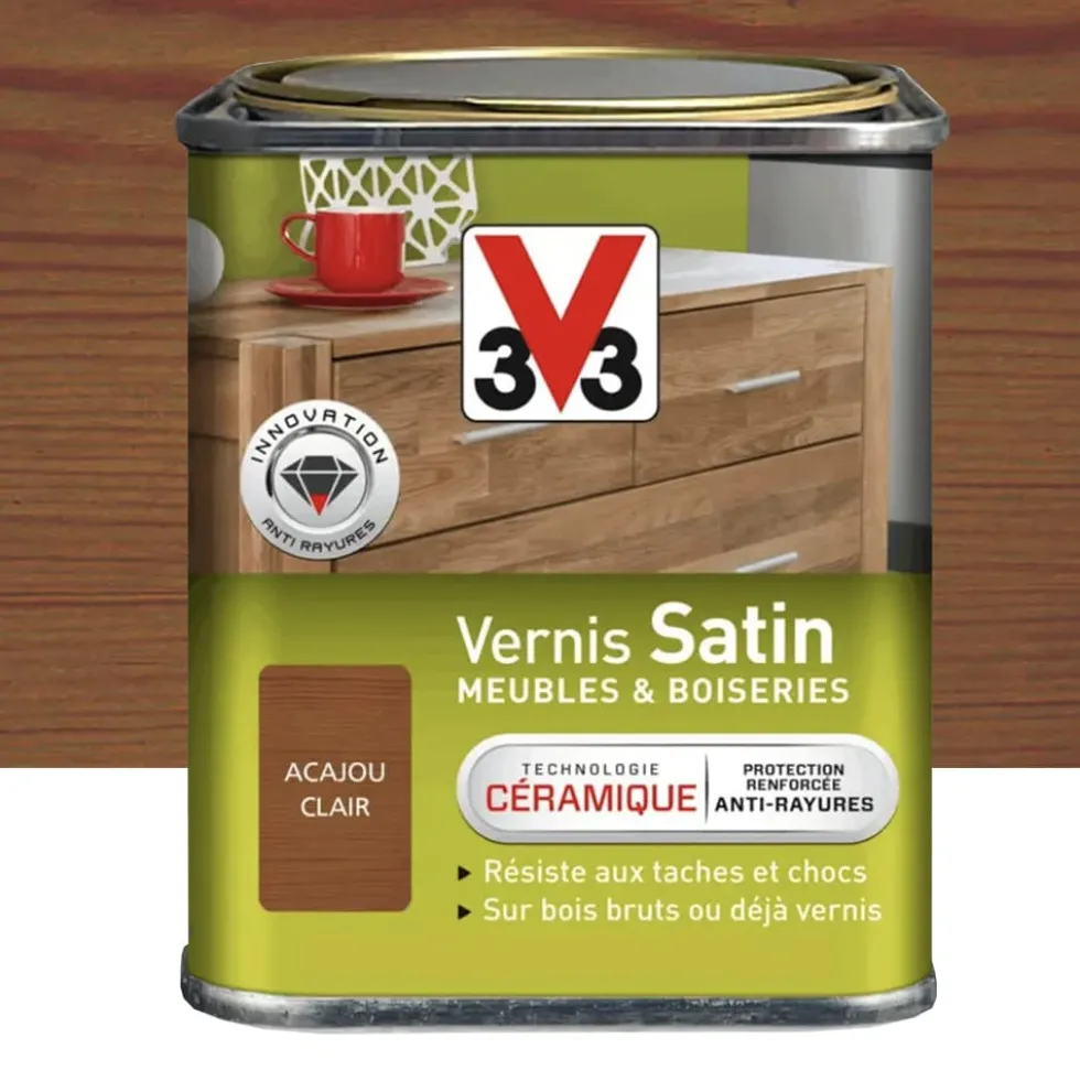Vernis V33 Meubles et Boiseries Satin Acajou clair