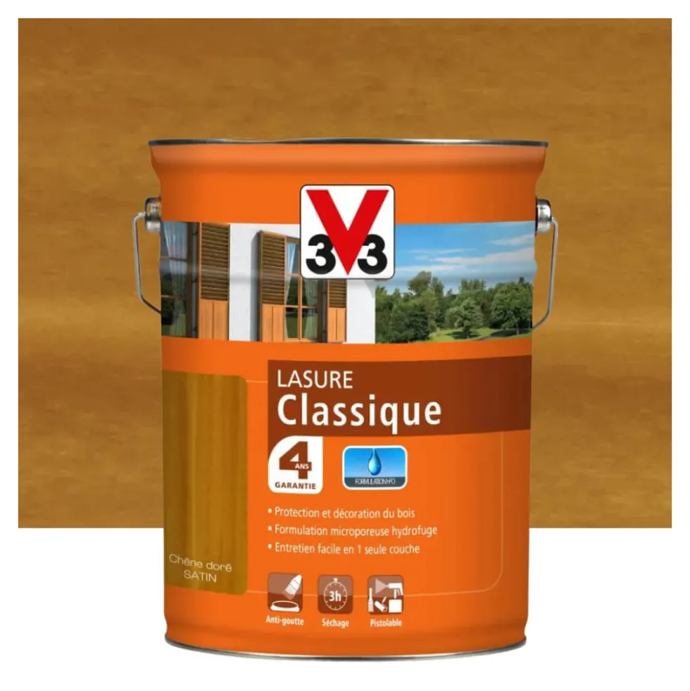 V33 Lasure Classique 4 ans Chêne doré