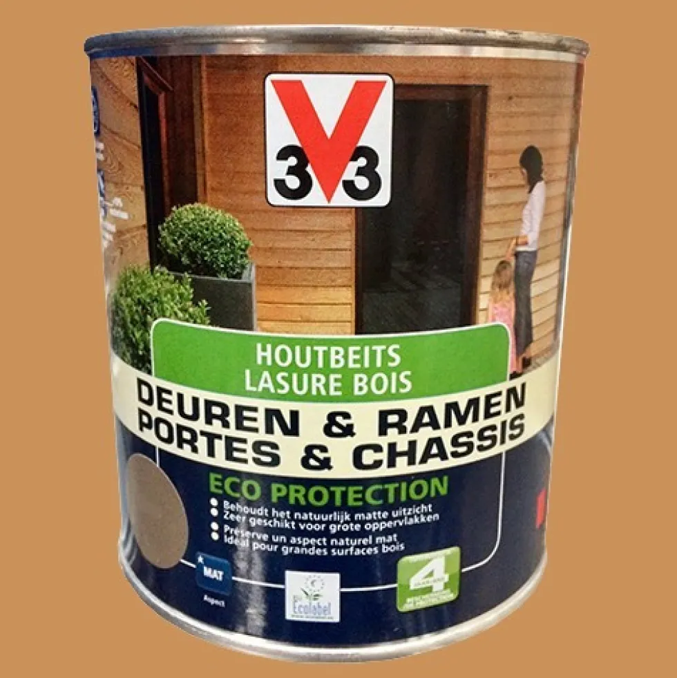 V33 Lasure Portes et chassis 4 ans Eco Protection Chêne Moyen