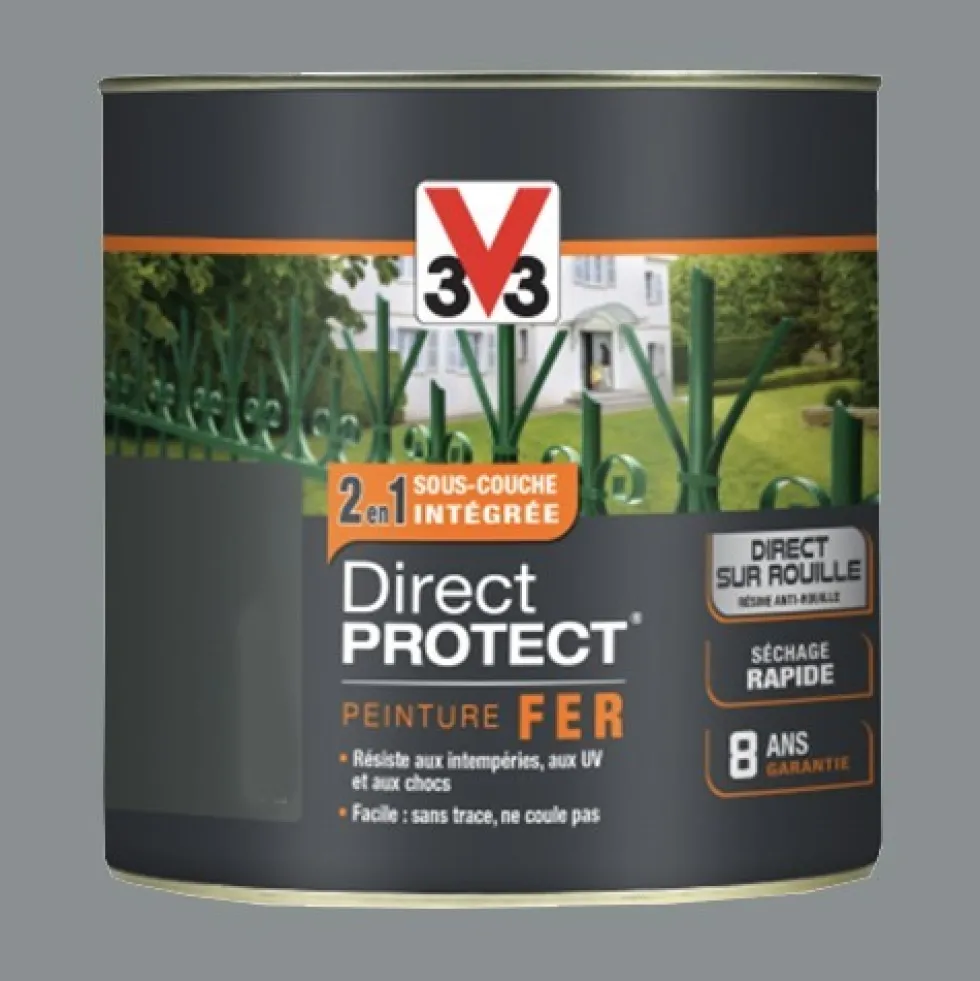 V33 Peinture Direct Protect Fer Gris galet
