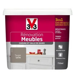 V33 Rénovation Meubles Cuisine (Bois vernis-Mélaminés-Stratifiés) Satin Taupe