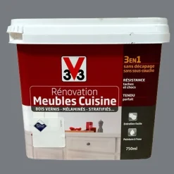 V33 Rénovation Meubles Cuisine (Bois vernis-Mélaminés-Stratifiés) Brillant Carbonate