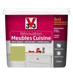 V33 Rénovation Meubles Cuisine (Bois vernis-Mélaminés-Stratifiés) Satin Absinthe